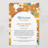 Retro Flowers 60's 70's Arch Wedding Itinerary Programmakaart (Voorkant)