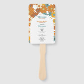 Retro Flowers 60's 70's Arch Wedding Program Handwaaier (Voorkant)