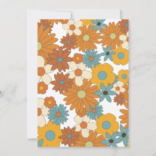 Retro Flowers 60's 70's Arch Wedding QR Code Save The Date (Achterkant)