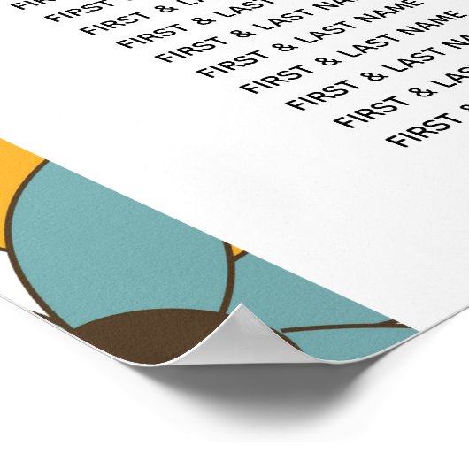 Retro Flowers 60's 70's Arch Wedding Seating Chart Poster (Hoek)