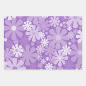 Retro Flowers 60s 70s Floral Pattern Paars Inpakpapier Vel (Voorkant 3)