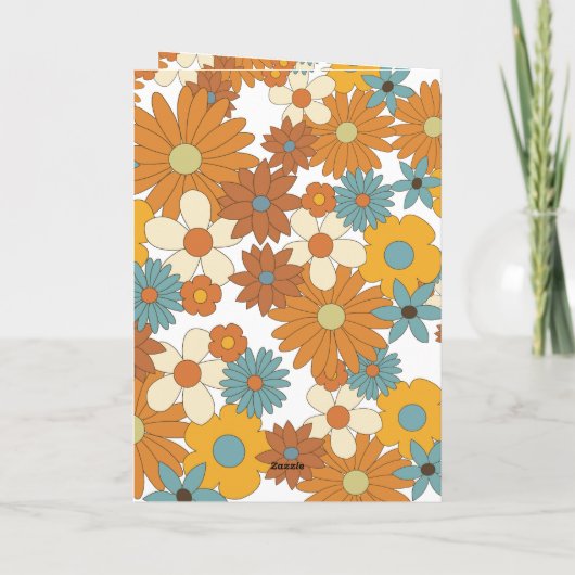 Retro Flowers 60's 70's Wedding Order of Service Programma (Achterkant)