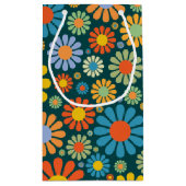 Retro Flowers 70s Patroon Klein Cadeauzakje (Achterkant)