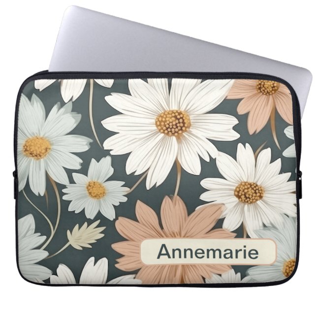 Retro Flowers 8 laptophoes Laptop Sleeve (Voorkant)