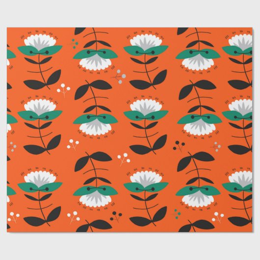 Retro flowers and leaves seamless pattern. cadeaupapier (Vlak)