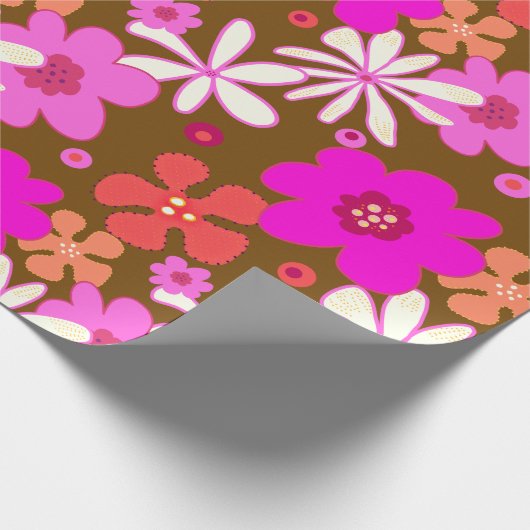 Retro Flowers Art  Cadeaupapier (Hoek)