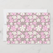 Retro Flowers Baby shower Invitation (roze CA) Kaart (Achterkant)