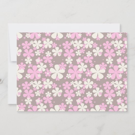 Retro Flowers Baby shower Invitation (roze CA) Kaart (Achterkant)