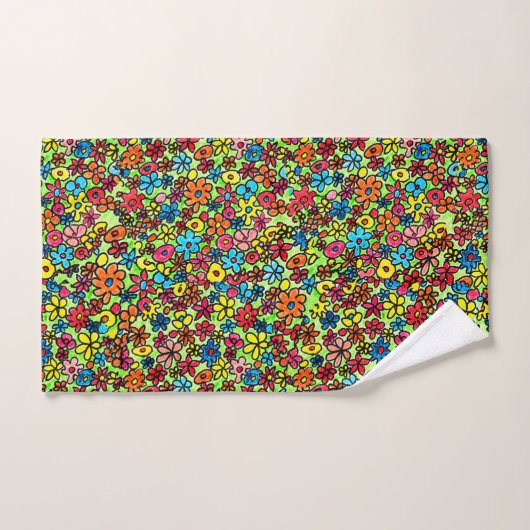 Retro flowers bad handdoek (Handdoek)