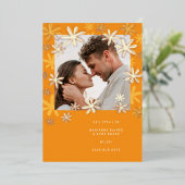 RETRO FLOWERS BEWAAR DE DATUM FOLIE UITNODIGING (Staand Voorkant)