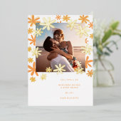 RETRO FLOWERS BEWAAR DE DATUM FOLIE UITNODIGING (Staand Voorkant)