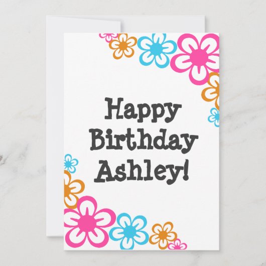 Retro Flowers Birthday Uitnodiging (Voorkant)
