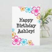 Retro Flowers Birthday Uitnodiging (Staand voorkant)