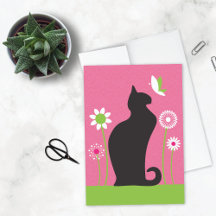 Retro Flowers Black Cat Birthday