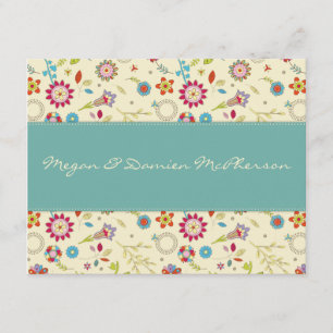 Retro Flowers ・ Blauwgroen ・ Hartelijk dank Bedankkaart