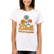 Retro Flowers Bloom waar u T-Shirt geplant bent