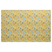 Retro Flowers Blush Yellow Blue Floral Pattern Stof (Fat Quarter)