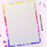 Retro Flowers Border op  regenboogverlichting Notitieblok<br><div class="desc">Dit ontwerp is voorzien van een fel retrokleurrijke florale regenbooggrens op een  regenboogachtergrond.</div>