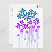 Retro Flowers Briefkaart (Voorkant / Achterkant)