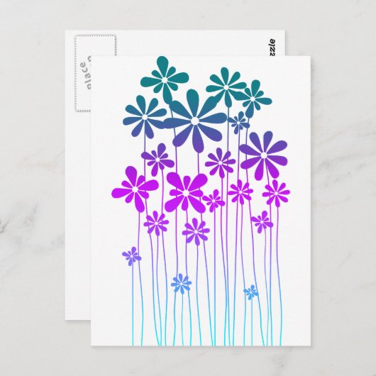 Retro Flowers Briefkaart (Voorkant / Achterkant)