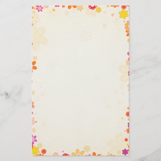 Retro Flowers Briefpapier (Voorkant)