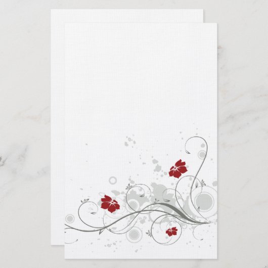 Retro Flowers Briefpapier (Voorkant / Achterkant)