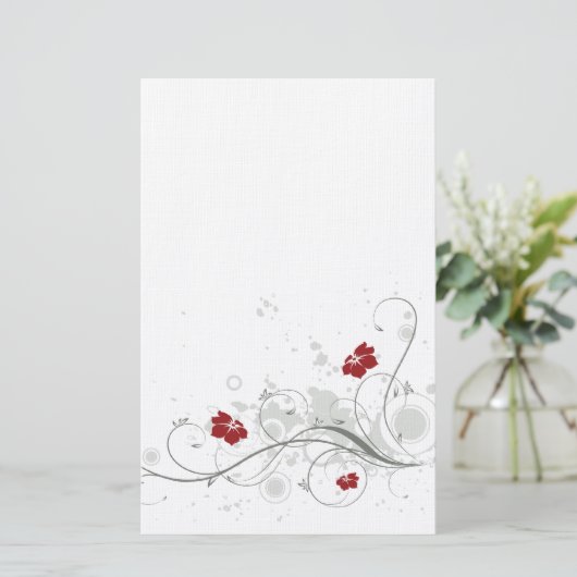 Retro Flowers Briefpapier (Staand voorkant)