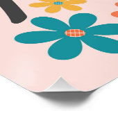 Retro Flowers Butterfly Wall Poster Art (Hoek)