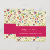 Retro Flowers ・ Certificeren ・ De datumkaart opsla Save The Date (Voorkant / Achterkant)