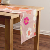 Retro Flowers doorhalen Oranje doornhaai Korte Tafelloper (Voorbeeld)