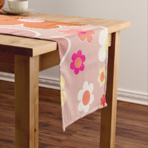 Retro Flowers doorhalen Oranje doornhaai Korte Tafelloper