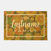 Retro Flowers - Family Script Welkom Deurmat (Voorkant)