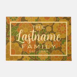 Retro Flowers - Family Script Welkom Deurmat