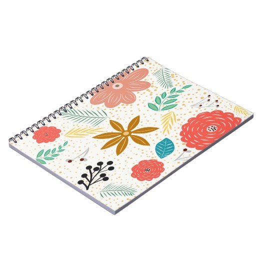 Retro  Flowers Foliage Notitieboek (Linkerzijde)