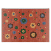 Retro Flowers Glass Cutting Board Snijplank (Voorkant)
