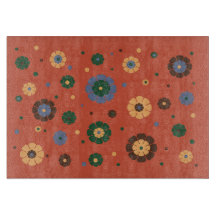 Retro Flowers Glass Cutting Board