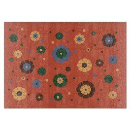 Retro Flowers Glass Cutting Board Snijplank