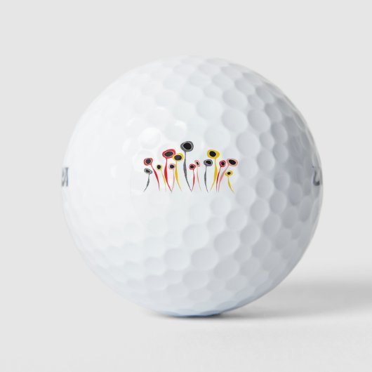 Retro Flowers Golf Ball Golfballen (Voorkant)
