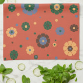 Retro Flowers Kitchen Towel Theedoek (Gevouwen)