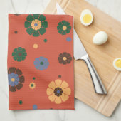 Retro Flowers Kitchen Towel Theedoek (Quarter Fold)