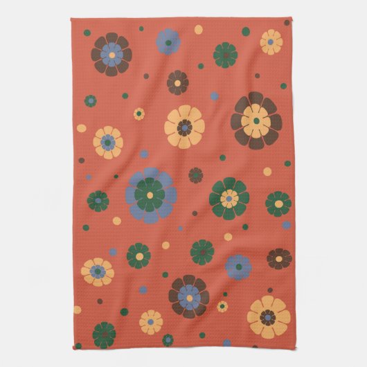 Retro Flowers Kitchen Towel Theedoek (Verticaal)