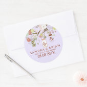 Retro Flowers & Lavender Stripes Hanging Mason Jar Ronde Sticker (Envelop)