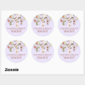 Retro Flowers & Lavender Stripes Hanging Mason Jar Ronde Sticker (Vel)