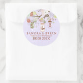 Retro Flowers & Lavender Stripes Hanging Mason Jar Ronde Sticker (Tas)