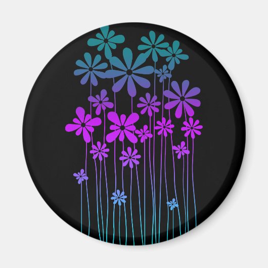 Retro Flowers Magneet (Voorkant)