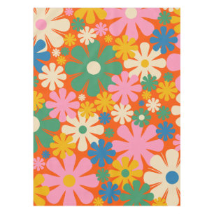 Retro Flowers Multi-Color 60s Floral Pattern (Vent Tafelkleed