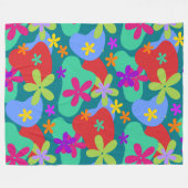 Retro Flowers naadloos gekleurd patroon Fleece Deken (Voorkant (Horizontaal))