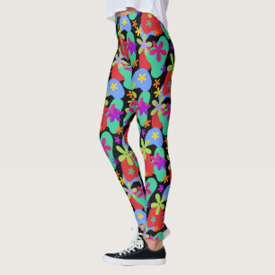 Retro Flowers naadloos gekleurd patroon Leggings