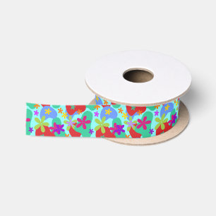 Retro Flowers naadloos gekleurd patroon Satijnen Lint