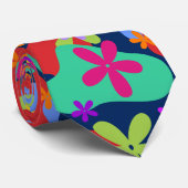 Retro Flowers naadloos gekleurd patroon Stropdas (Opgerold)